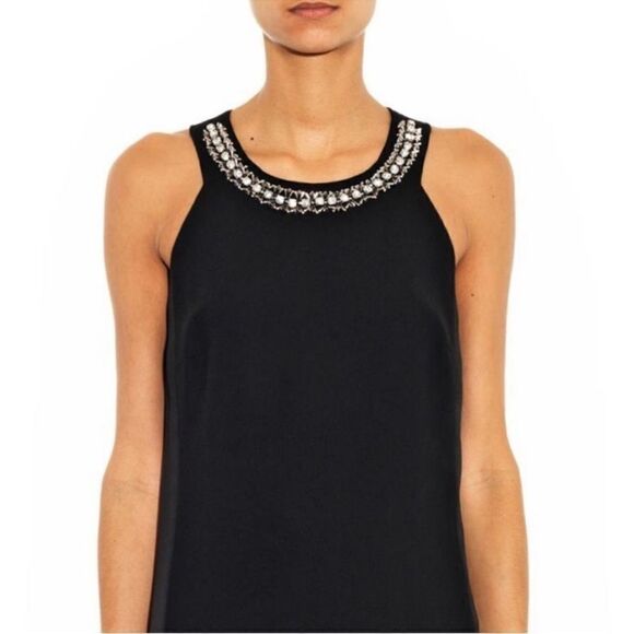 NWT Rebecca Taylor Cross-Back Black Stud Collar Dress size 4 - Picture 3 of 6